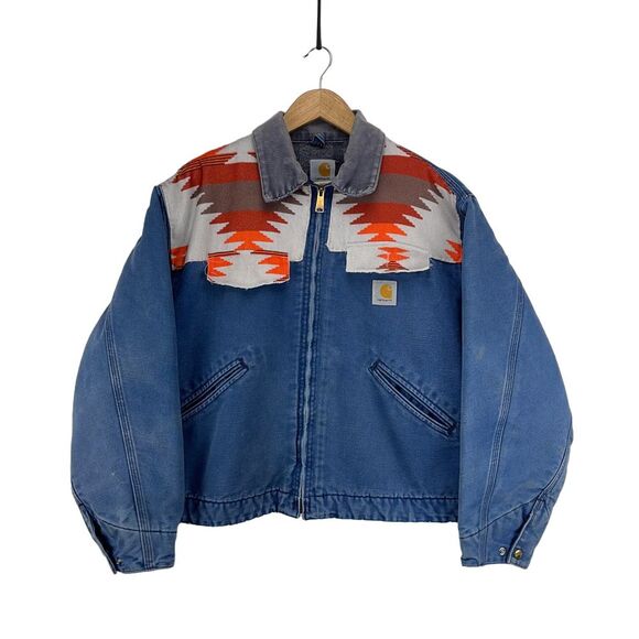 Carhartt‎ Detroit Jacket Mens XL 48 J01 NVY Navy Blue Reworked Southwest - Picture 1 of 15
